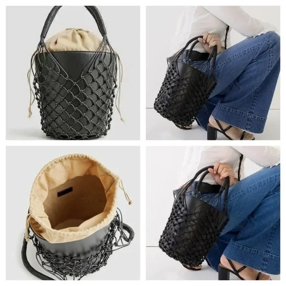 J. Crew Sedona Basket Bag Black Leather - Picture 9 of 11